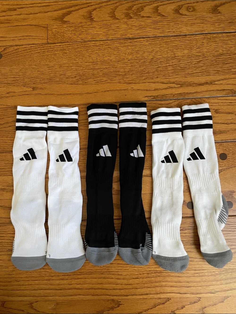 adidas Black & White soccer Striped Knee-High Athletic Socks - 3 Pairs
